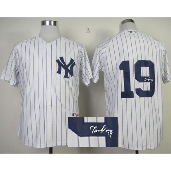 Yankees #19 Masahiro Tanaka White Autographed Stitched Jersey