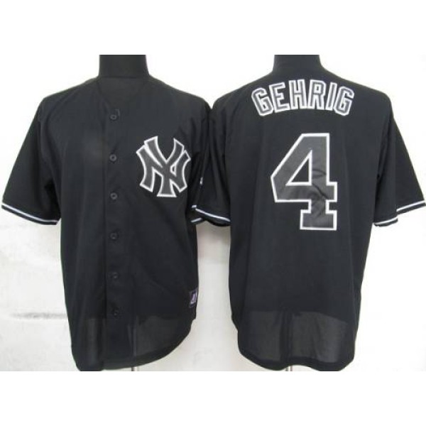 Yankees #4 Lou Gehrig Black Fashion Stitched Jersey