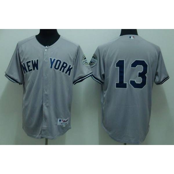 Yankees #13 Alex Rodriguez Stitched Grey Jersey
