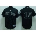 Yankees #15 Thurman Munson Stitched Black Jersey