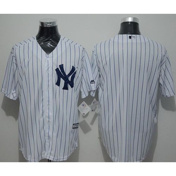 Yankees Blank White Strip New Cool Base Stitched Jersey