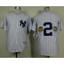 Yankees #2 Derek Jeter White W Commemorative Final Season Inaugural Season Retirement Patch Stitched Jersey