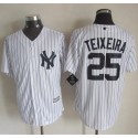 Yankees #25 Mark Teixeira White Strip New Cool Base Stitched Jersey