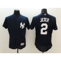 Yankees #2 Derek Jeter Navy Blue Flexbase Authentic Collection Stitched Jersey