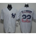 Yankees #22 Jacoby Ellsbury White Strip USA Flag Fashion Stitched Jersey