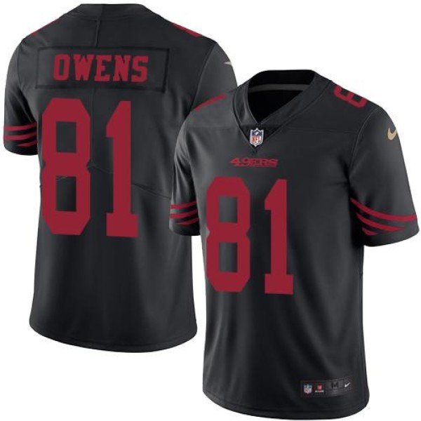 49ers #81 Terrell Owens Black Stitched Limited Rush Nike Jersey