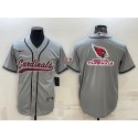 Arizona Cardinals Grey Team Big Logo With Patch Cool Base Stitched Baseball Jersey
