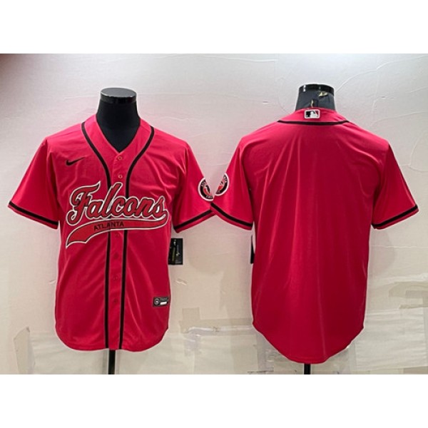 Atlanta Falcons Blank Red With Patch Cool Base Stitched Baseball Jersey