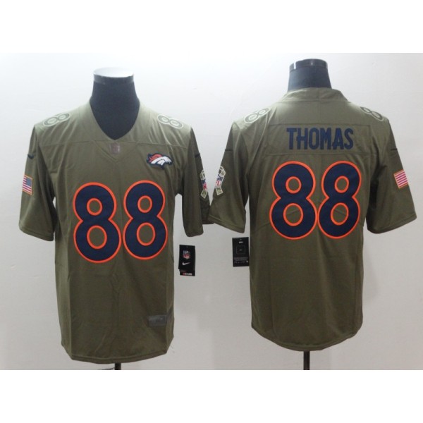 Broncos #88 Demaryius Thomas Olive Salute To Service Limited Stitched Jersey
