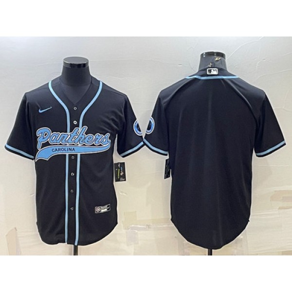 Carolina Panthers Blank Black With Patch Cool Base Stitched Baseball Jersey