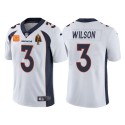Denver Broncos #3 Russell Wilson White With C Patch Walter Payton Patch Limited Stitched Jersey
