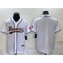 Denver Broncos Blank White Cool Base Stitched Baseball Jersey