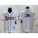 Denver Broncos White Team Big Logo With Patch Cool Base Stitched Baseball Jersey