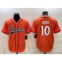 Denver Broncos #10 Jerry Jeudy Orange With Patch Cool Base Stitched Baseball Jersey