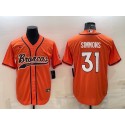 Denver Broncos #31 Justin Simmons Orange With Patch Cool Base Stitched Baseball Jersey