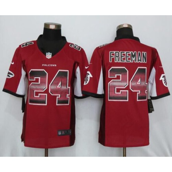 Falcons #24 Devonta Freeman Red Team Color Stitched Limited Strobe Nike Jersey