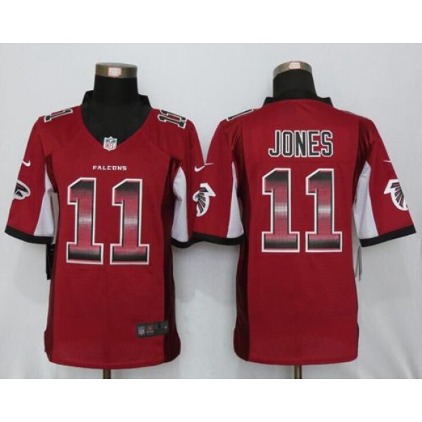 Falcons #11 Julio Jones Red Team Color Stitched Limited Strobe Nike Jersey
