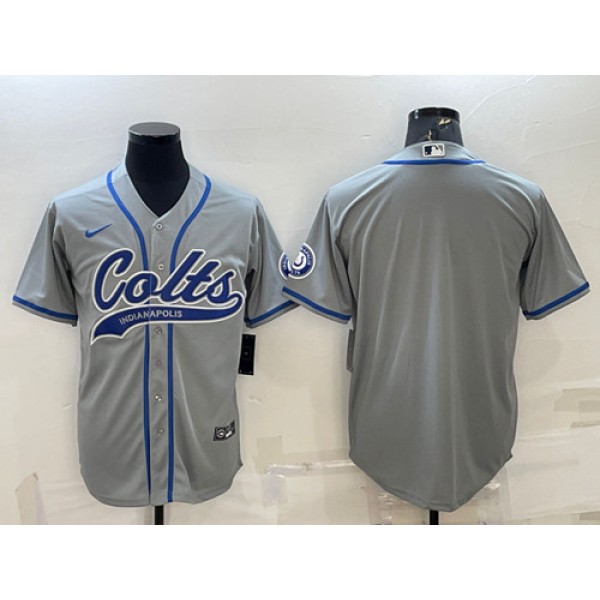 Indianapolis Colts Blank Gray Cool Base Stitched Baseball Jersey