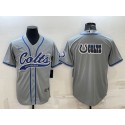 Indianapolis Colts Gray Team Big Logo With Patch Cool Base Stitched Baseball Jersey
