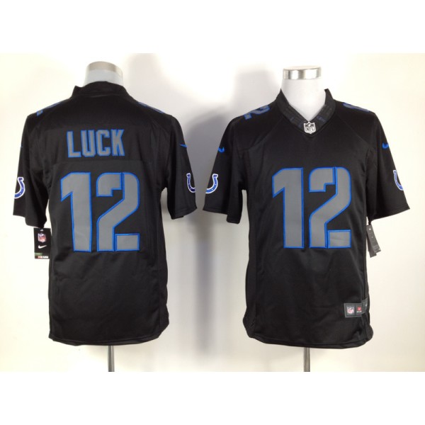 Indianapolis Colts #12 Andrew Luck Black Impact Limited Stitched Jersey