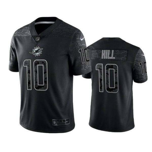 Miami Dolphins #10 Tyreek Hill Black Reflective Limited Stitched Football Jersey