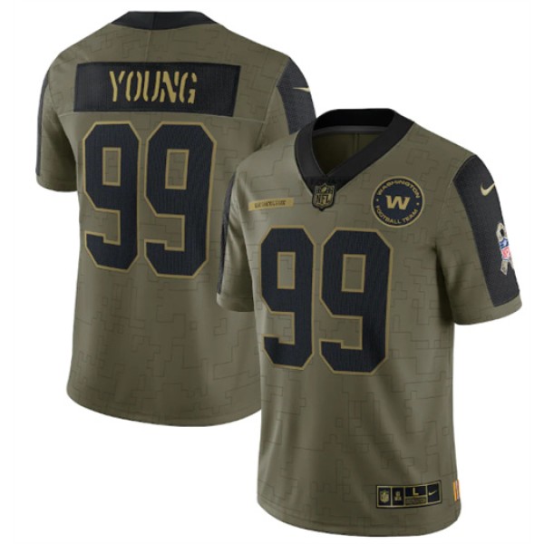 Washington Football Team #99 Chase Young 2021 Olive Salute To Service Limited Stitched Jersey