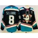 Anaheim Ducks #8 Teemu Selanne Black Teal Stitched Jersey