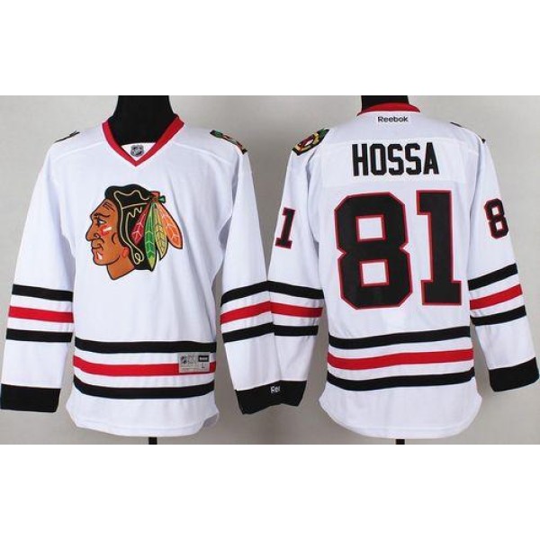 Blackhawks #81 Marian Hossa Stitched White Jersey