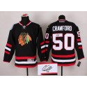Blackhawks #50 Corey Crawford Black Autographed Stitched Jersey