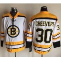 Bruins #30 Gerry Cheevers White CCM Throwback Stitched Jersey