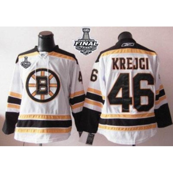 Bruins Stanley Cup Finals Patch #46 David Krejci White Stitched Jersey
