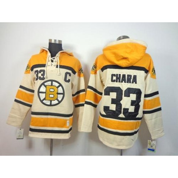 Bruins #33 Zdeno Chara Cream Sawyer Hooded Sweatshirt Stitched Jersey