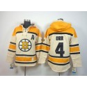 Bruins #4 Bobby Orr Cream Sawyer Hooded Sweatshirt Stitched Jersey