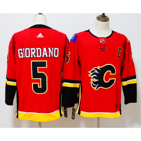 Calgary Flames #5 Mark Giordano Red Stitched Adidas Jersey