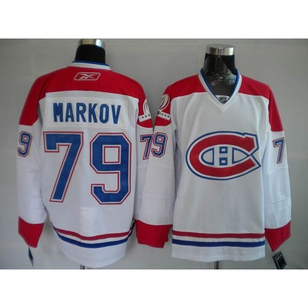 Canadiens #79 Andrei Markov Stitched White Jersey
