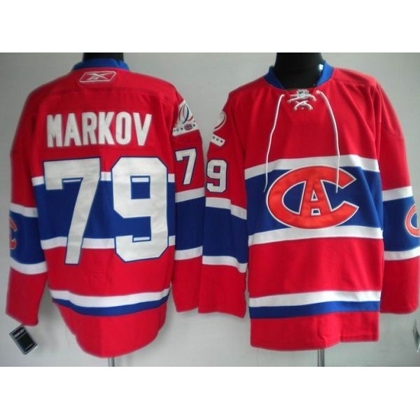 Canadiens #79 Andrei Markov Stitched Red New CA Jersey
