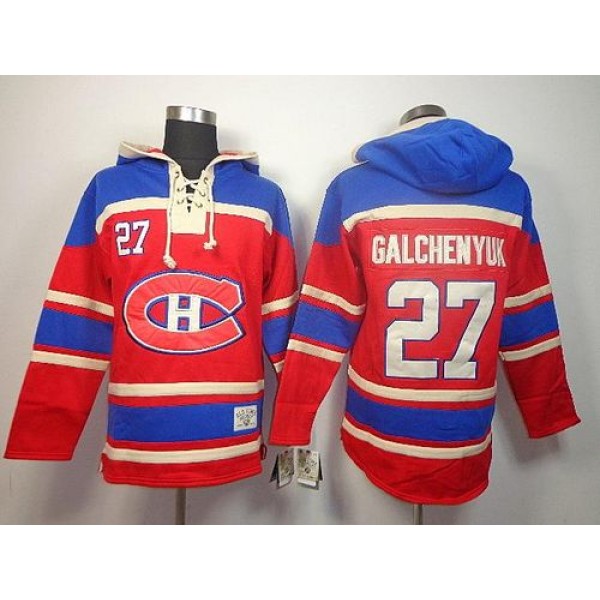 Canadiens #27 Alex Galchenyuk Red Sawyer Hooded Sweatshirt Stitched Jersey