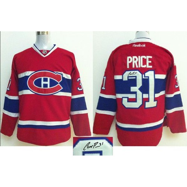 Canadiens #31 Carey Price Red Autographed Stitched Jersey