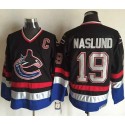 Canucks #19 Markus Naslund Black Blue CCM Throwback Stitched Jersey