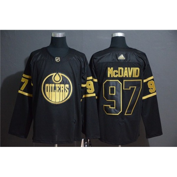 Edmonton Oilers #97 Connor McDavid Black Golden Stitched Jersey
