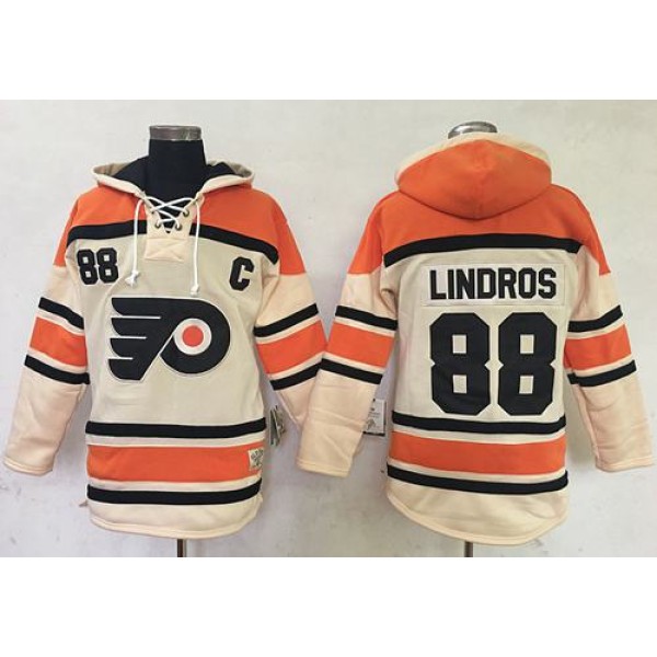 Flyers #88 Eric Lindros Cream Sawyer Hooded Sweatshirt Stitched Jersey