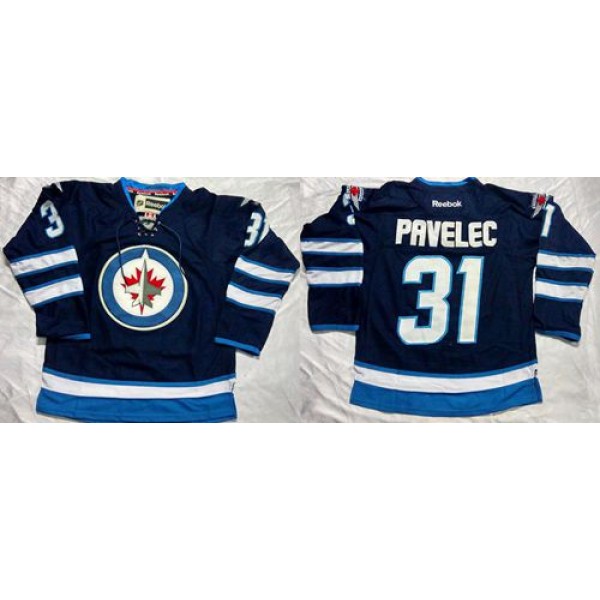 Jets #31 Ondrej Pavelec Dark Blue Stitched Jersey