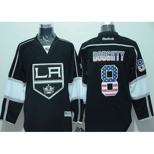 Kings #8 Drew Doughty Black USA Flag Fashion Stitched Jersey