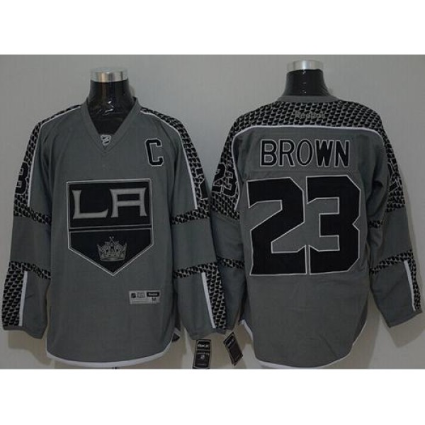 Kings #23 Dustin Brown Charcoal Cross Check Fashion Stitched Jersey