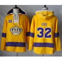 Kings #32 Jonathan Quick Gold Sawyer Hooded Sweatshirt Stitched Jersey