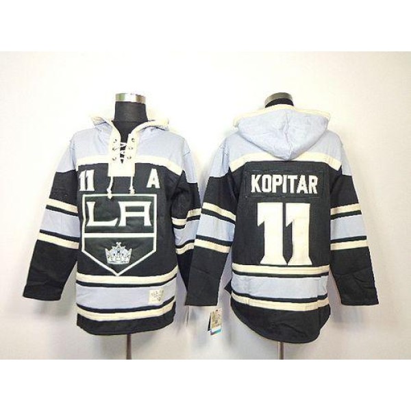 Kings #11 Anze Kopitar Black Sawyer Hooded Sweatshirt Stitched Jersey