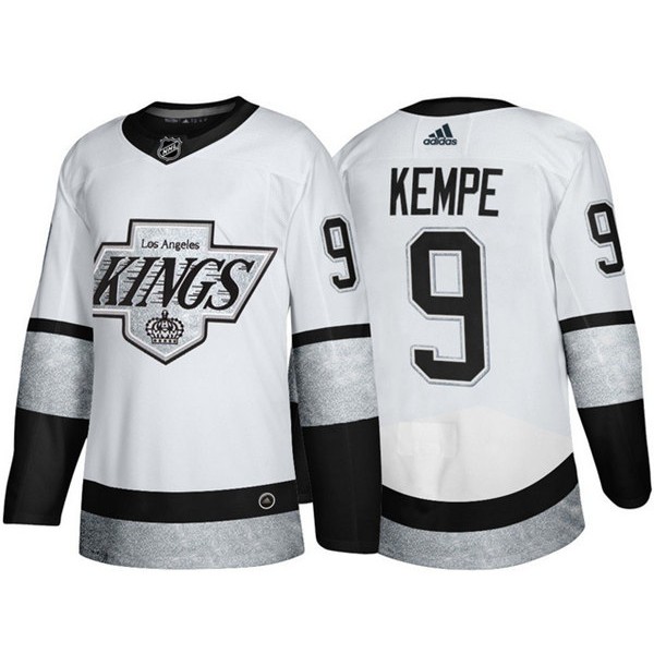 Los Angeles Kings #9 Adrian Kempe White Throwback Stitched Jersey
