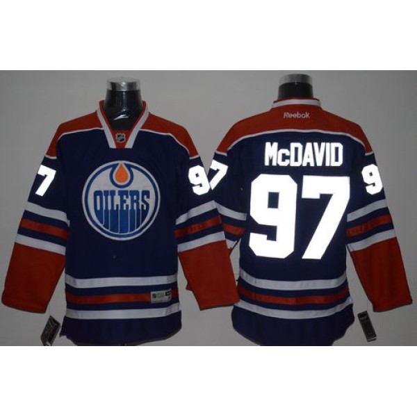 Oilers #97 Connor McDavid Light Blue Reflective Version Stitched Jersey