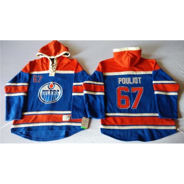 Oilers #67 Benoit Pouliot Light Blue Sawyer Hooded Sweatshirt Stitched Jersey