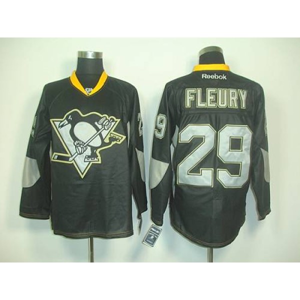 Penguins #29 Andre Fleury Black Ice Stitched Jersey